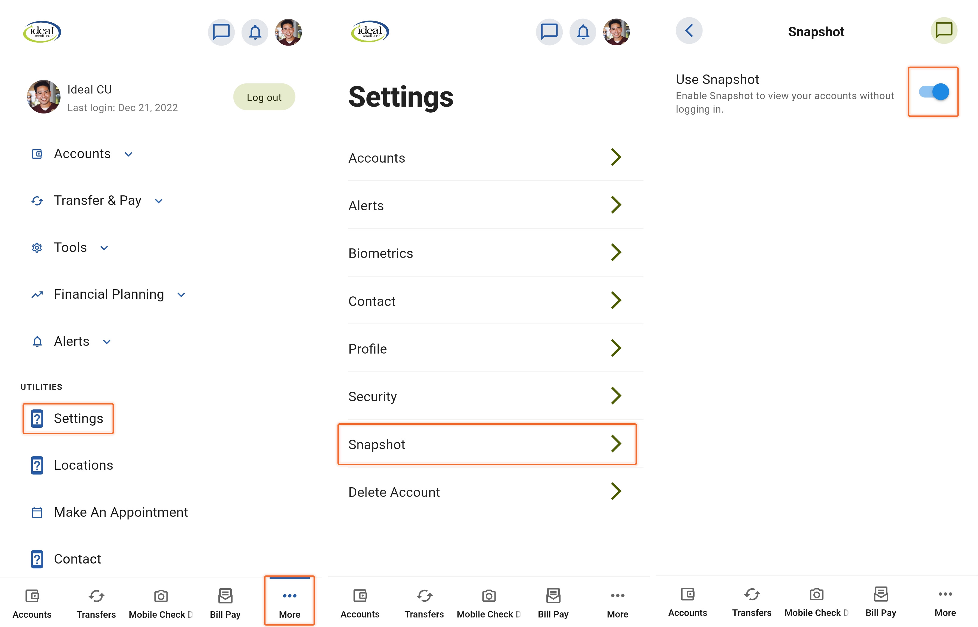 set up snapshot steps