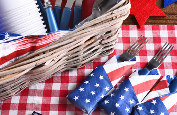 Red, White, and Blue napkins and forks