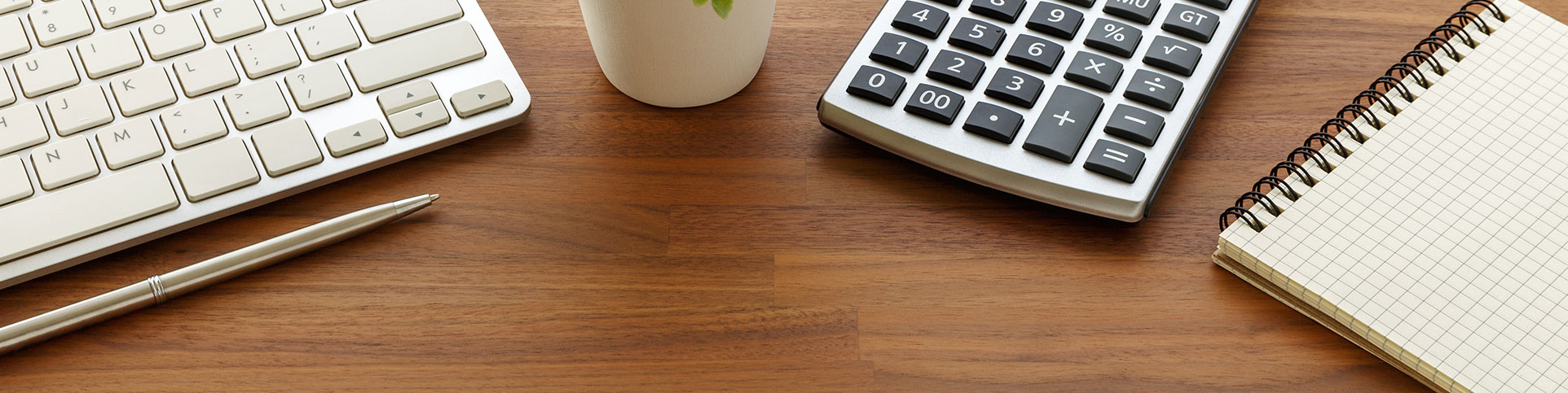 desk with calculator