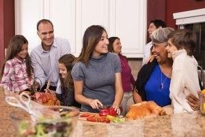 Family enjoying Thanksgiving dinner