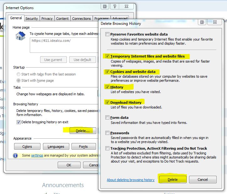 internet explorer clear cache 2