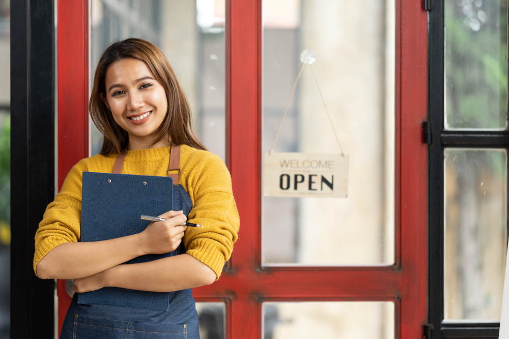 Happy business owner