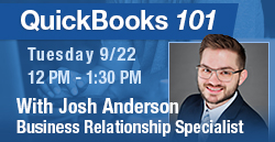 Josh Anderson hosting QuickBooks 101 webinar