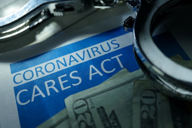 CARES Act graphic with money